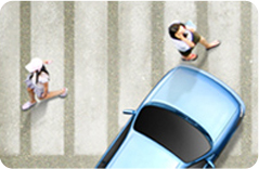 자동차와 보행자의 사고 상황이미지